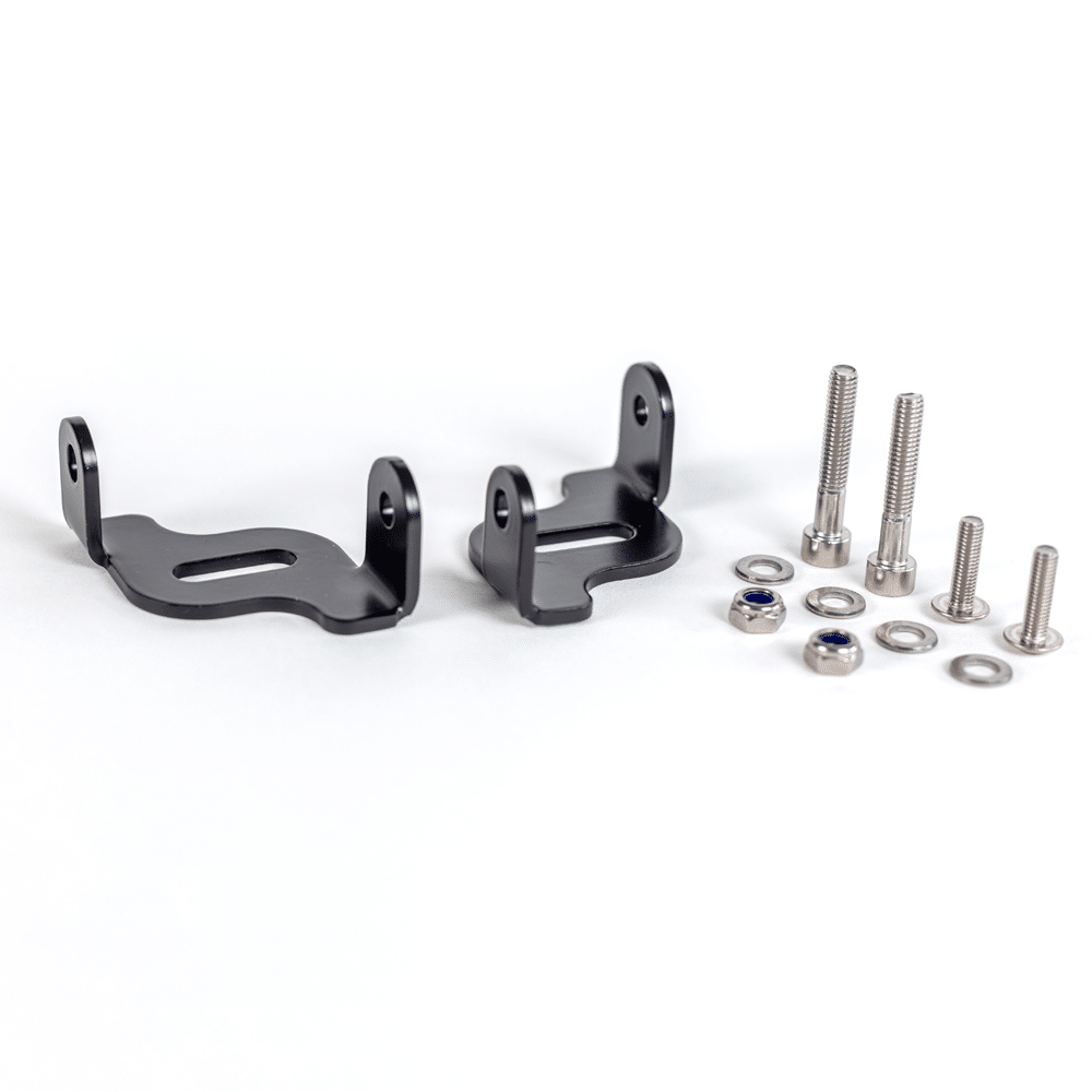 Hex Innovate BMW Type 1 mounting bracket for BMW R 1300 GS, shown attached to the motorcycle frame in a close-up view.