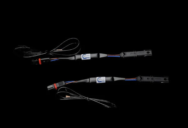 Blue ApexMoto daytime running light and turn signal for handcaps on a BMW R 1300 GS motorcycle.