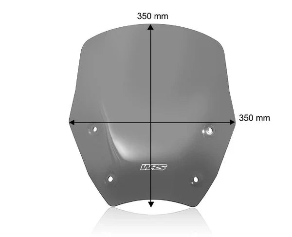 Dark smoked WRS windshield for Radar R1300 GS and Adventure motorcycles, providing wind protection and stylish look.