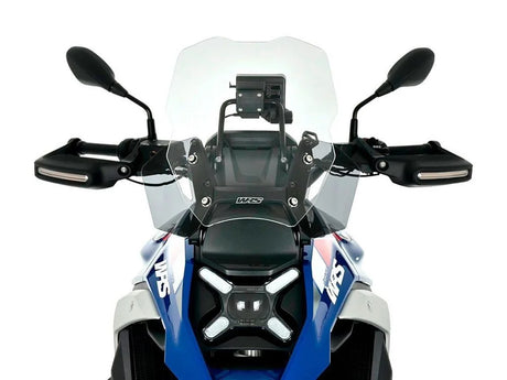 Transparent or smoked WRS Caponord windscreen for BMW R1300GS motorcycle, showcasing the sleek, aerodynamic design and clear material.