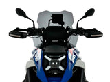 WRS Touring windscherm for BMW R1300GS, transparent or smoked, shown installed on motorcycle with aerodynamic design.