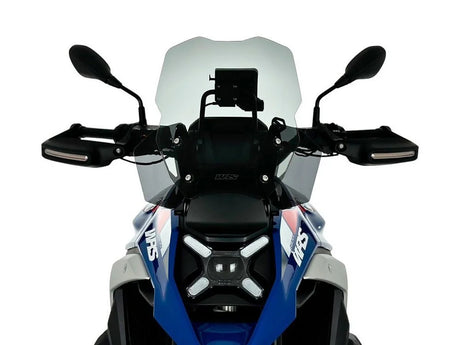 Transparent or smoked WRS Caponord windscreen for BMW R1300GS motorcycle, showing clear and tinted wind protection in profile.