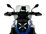 WRS touring windscherm for BMW R1300GS, transparent or smoked, mounted on motorcycle, providing wind protection.
