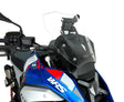 WRS touring windscherm for BMW R1300GS, transparent or smoked, mounted on motorcycle for wind protection and style.