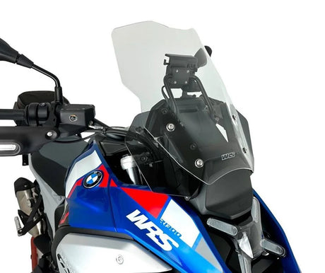 WRS Caponord windscherm for BMW R1300GS, available in transparent or smoked, providing wind protection and enhanced riding comfort.