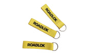 ApexMoto ROADLOK "Remove Before Riding" keychain set with three durable metal keychains featuring safety warning tags.