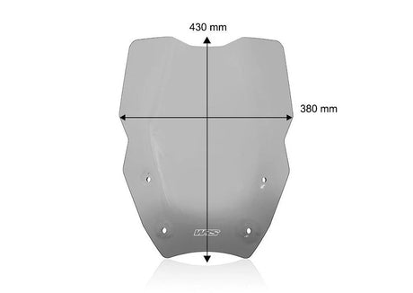 WRS Caponord transparent or smoked windscreen for BMW R1300GS motorcycle, shown in a clear side view image.