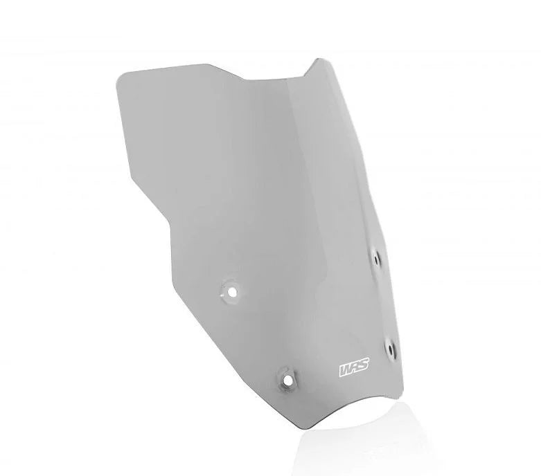 WRS Touring windscherm for BMW R1300GS, transparent or smoked, mounted on motorcycle, providing wind protection.