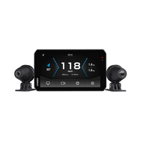 ApexMoto Chigee AIO-5 EVO motorcycle smart riding system displayed on a sleek control panel with digital display and buttons.