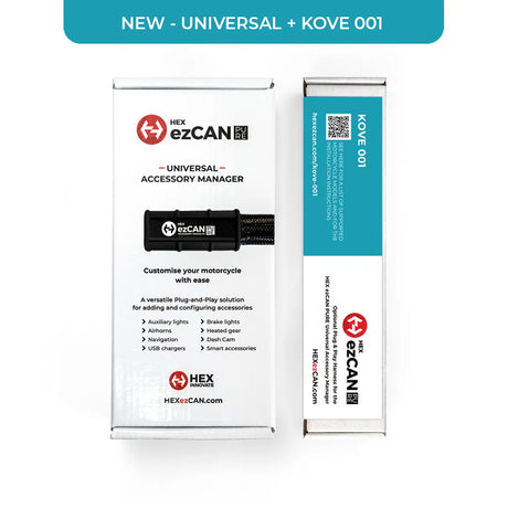 Hex Innovate HEX ezCAN PURE electronic control unit for motorcycles, shown in black with connection ports