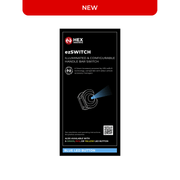 Blue HEX ezSWITCH remote control by Hex Innovate, compact and ergonomic for easy wireless operation.