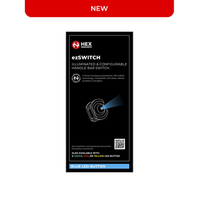 Blue HEX ezSWITCH remote control by Hex Innovate, compact and ergonomic for easy wireless operation.