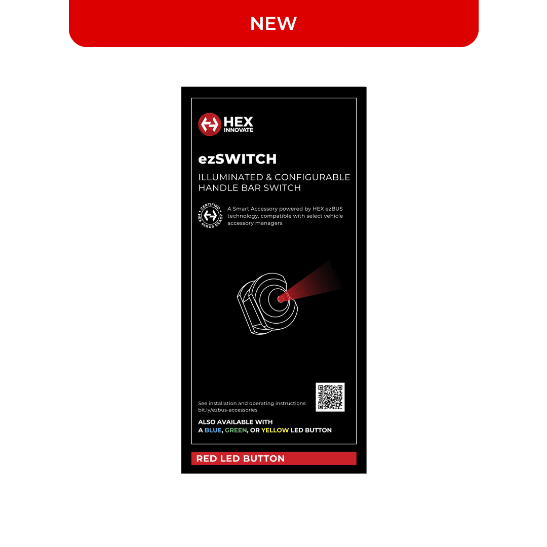 Red HEX ezSWITCH remote control by Hex Innovate, compact wireless device for easy remote operation