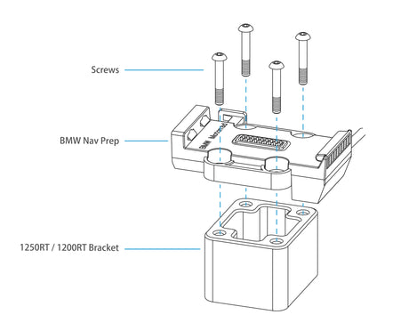 Chigee BMW R1200/R1250 RT montageadapter, sturdy extension bracket for motorcycle accessories, shown on a black background.