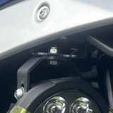 Hex Innovate BMW Type 1 mounting bracket for BMW R 1300 GS, shown attached to motorcycle in a lifestyle setting.