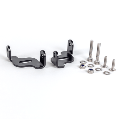 Hex Innovate BMW Type 1 mounting bracket for BMW R 1300 GS, shown attached to the motorcycle frame in a close-up view.