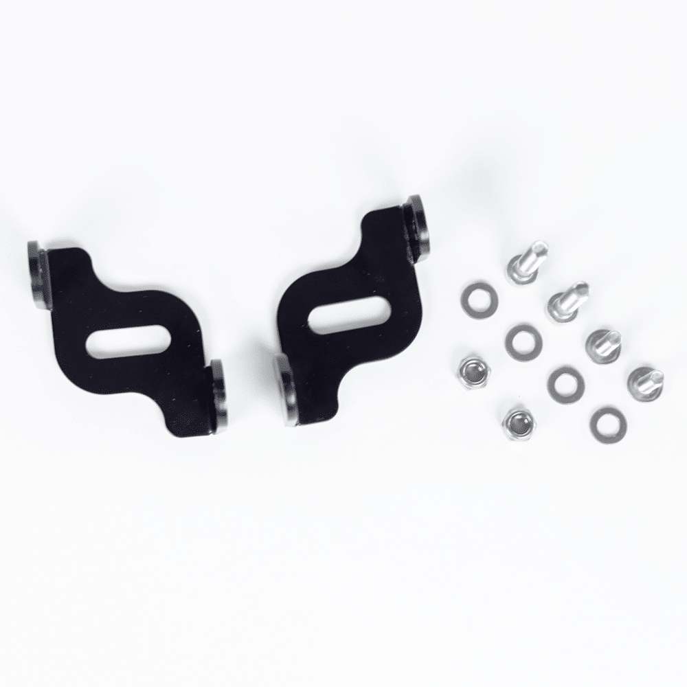 Hex Innovate BMW Type 1 mounting bracket for BMW R 1300 GS motorcycle, shown attached to the bike's lighting system.