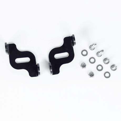 Hex Innovate BMW Type 1 mounting bracket for BMW R 1300 GS motorcycle, shown attached to the bike's lighting system.