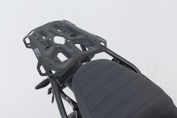 SW-Motech Trax Adventure kofferset for BMW R1300GS motorcycle, durable black panniers with branding and secure mounting hardware