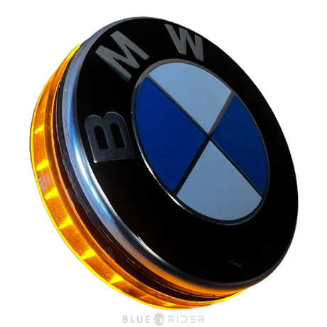 ApexMoto LED BMW emblem side marker lights set with 68mm size, with or without daytime running lights, for vehicle customization.