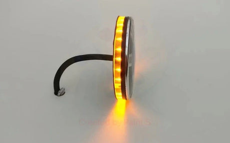 ApexMoto BMW LED emblem side indicator set with 68mm or 74mm lights, optional daytime running lights, for vehicle enhancement.