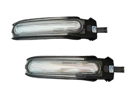 Blue BMW handkappen with LED lighting compatibility, designed for stylish illumination in motorcycle handlebar covers by ApexMoto.