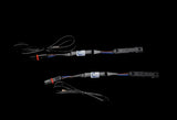 Blue ApexMoto daytime running light and turn signal for handcaps on a BMW R 1300 GS motorcycle.