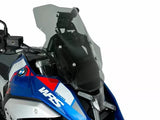 WRS Touring Plus windscherm for BMW R1300GS GSA, transparent or smoked, mounted on motorcycle with clear view of wind protection.