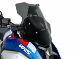 WRS Touring Plus windscherm for BMW R1300GS GSA, transparent or smoked, mounted on motorcycle with clear view of the screen