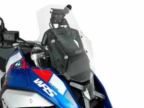 WRS Standaard Plus windscherm in transparant or smoked for BMW R1300GS motorcycle, mounted on bike with clear view.