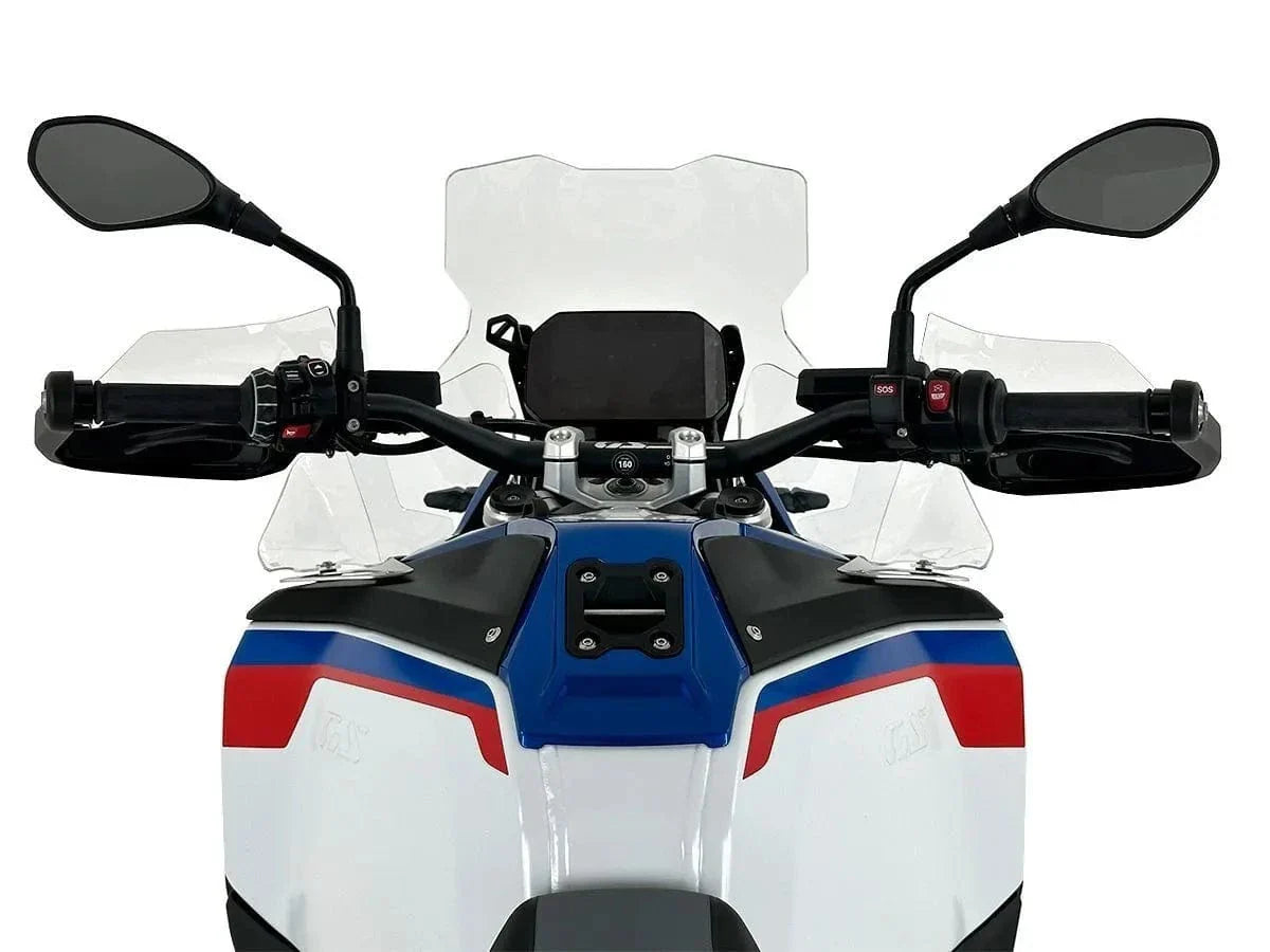 WRS Touring Plus windscherm with radar for BMW R1300GS Adventure motorcycle, providing wind protection and style.