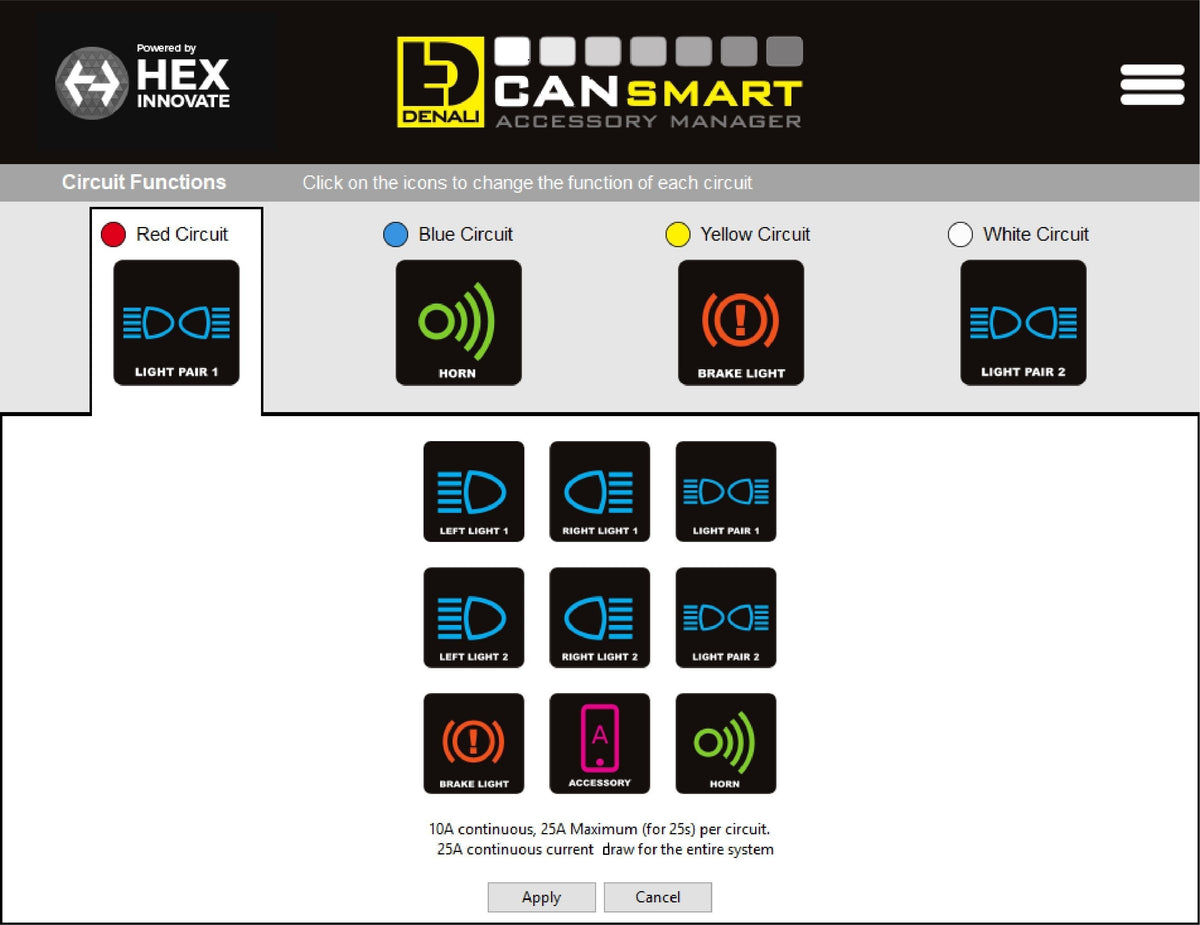 Denali CANsmart circuit function selector
