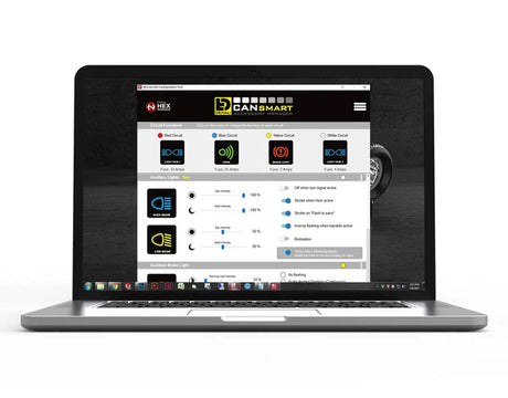 Denali CANsmart Gen 2 motorcycle controller for Honda Africa Twin 1100, mounted on the bike, with wiring and installation details visible.