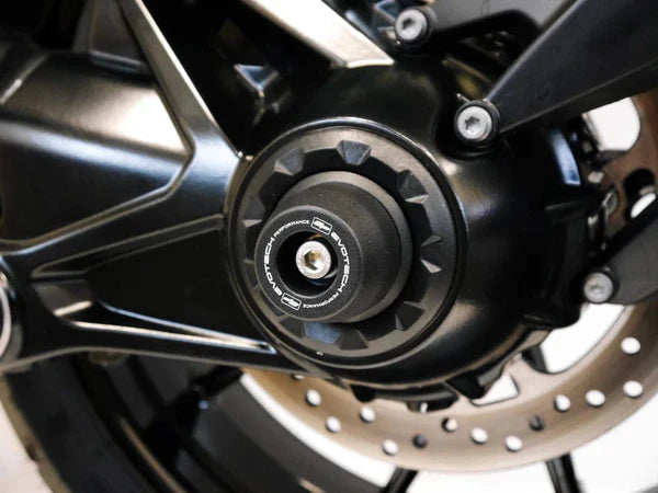 EvoTech BMW R1300GS TFT vork en cardan bescherming in zwart, duurzaam motorfietsaccessoire voor extra bescherming.