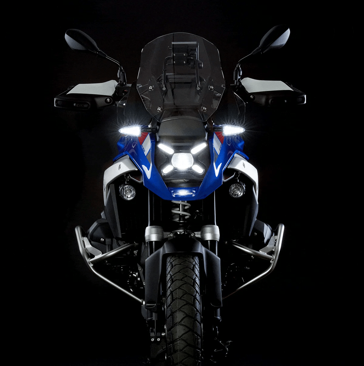 WeiserWeiserCAN EXT-CAN LED multifunctional turn signal light for Extreme Evo Special 1300GS motorcycle, front view.