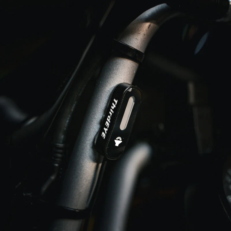 Innovv ThirdEYE BSD system mirror version showing a motorcycle side mirror with integrated blind spot detection sensors.