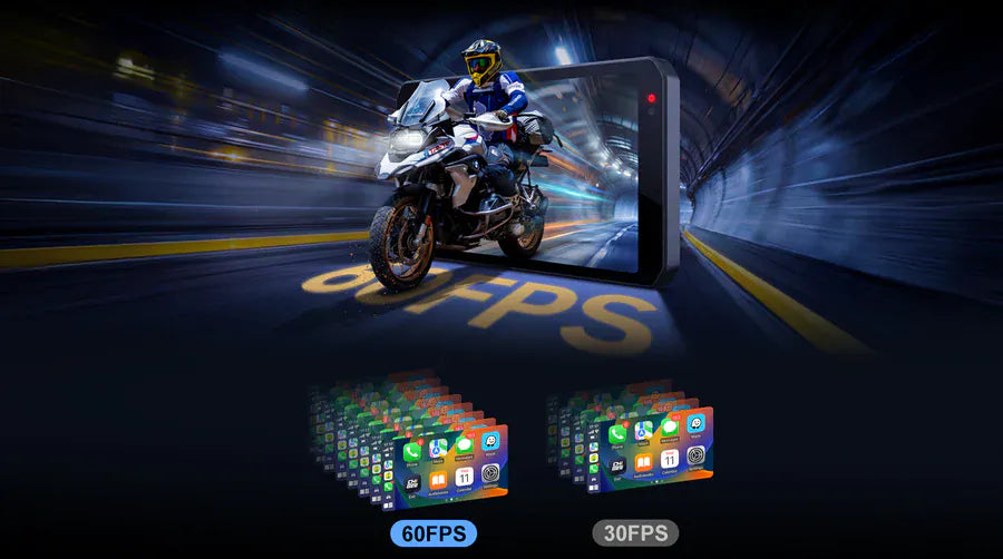 ApexMoto Chigee AIO-5 EVO motorcycle smart riding system installed on a bike, showcasing digital display and control interface.