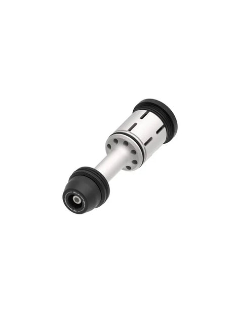 EvoTech TFT fork and driveshaft protection for BMW R1300GS motorcycle, black protective covers on front fork and driveshaft.