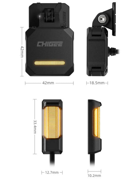 Chigee SR-1 radar system for blind spot detection, showing the compact device with radar sensors and display unit.