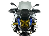 WRS Caponord Plus windscherm with radar for BMW R1300GS Adventure motorcycle, shown installed on bike.