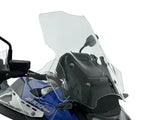 WRS Caponord Plus windscherm with radar for BMW R1300GS Adventure motorcycle, showing clear aerodynamic shield with radar integration