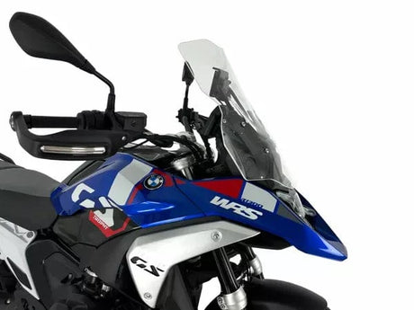 WRS Caponord Plus windscherm for R1300GS, transparent or smoked, showing the motorcycle wind deflector design