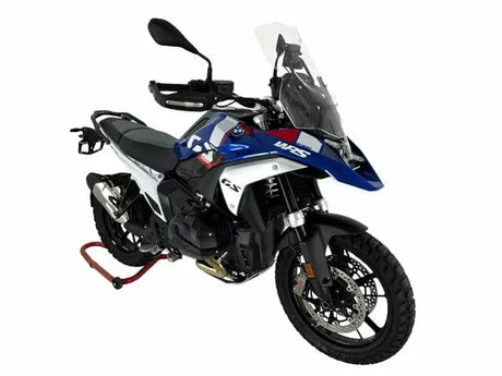 WRS Caponord Plus windscherm for R1300GS, transparent or smoked, mounted on motorcycle showing clear view and sleek design.