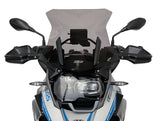 WRS Sport windscherm for BMW R1200GS, R1250GS, and Adventure models, shown mounted on motorcycle with clear protective surface
