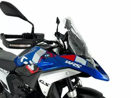 WRS Standaard Plus windscherm in transparant or smoked for BMW R1300GS motorcycle, showing clear and smoked windscreen options.