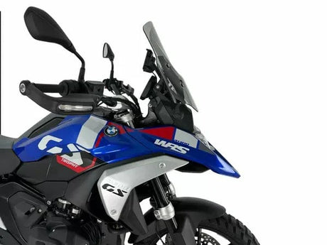 WRS Standaard Plus windscherm in transparent and smoked options for BMW R1300GS motorcycle, mounted on bike.