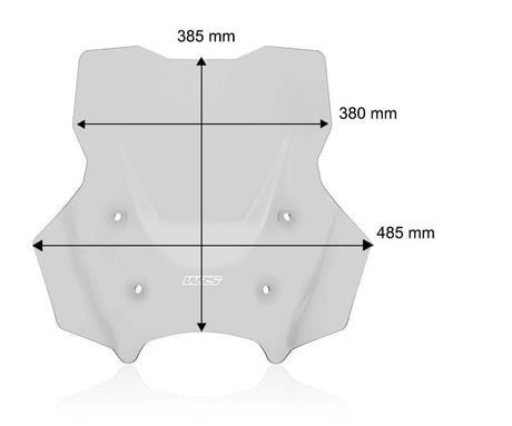 WRS Touring Plus windscherm with radar for BMW R1300GS Adventure motorcycle, providing wind protection and aerodynamic enhancement.