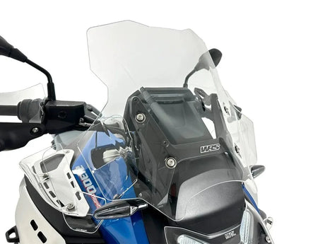WRS Touring Plus windscherm with radar for BMW R1300GS Adventure motorcycle, providing wind protection and radar integration.