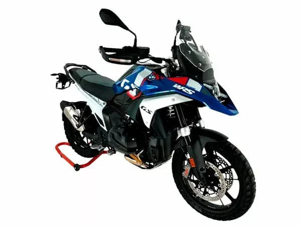 WRS standard windscherm in dark smoked tint for Radar R1300 GS and Adventure motorcycles, mounted on bike.