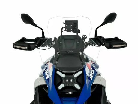 WRS Windscherm Touring Plus transparent or smoked for BMW R1300GS GSA motorcycle, showing the windscreen profile and mounting points.